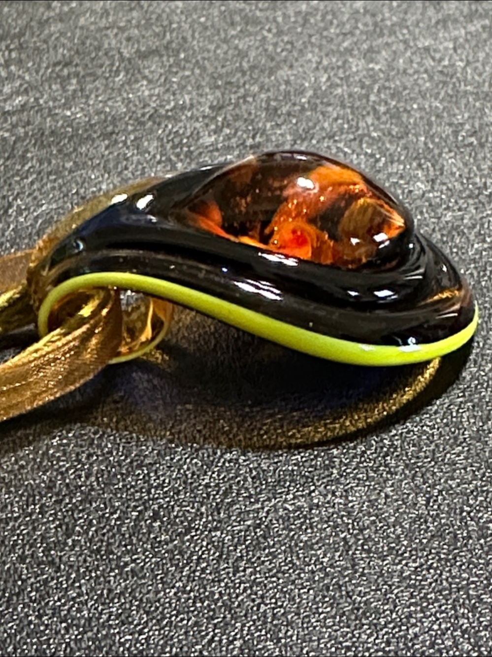 Vintage Art Deco Glass Teardrop Pendant Multi-Strand Corded Necklace - Picture 8 of 14